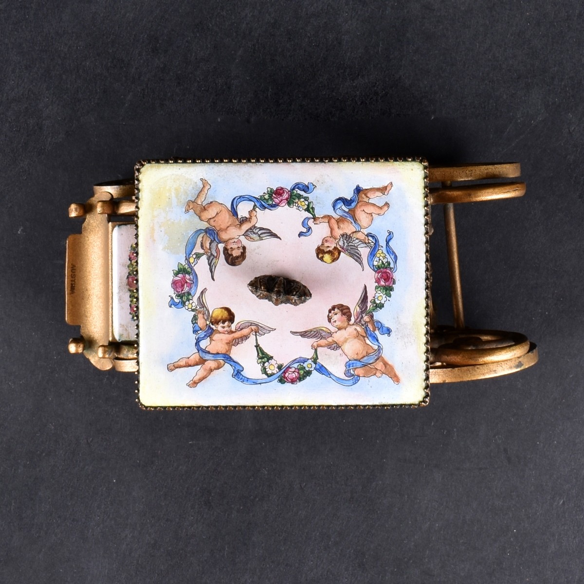 Miniature Enamel and Brass Carriage