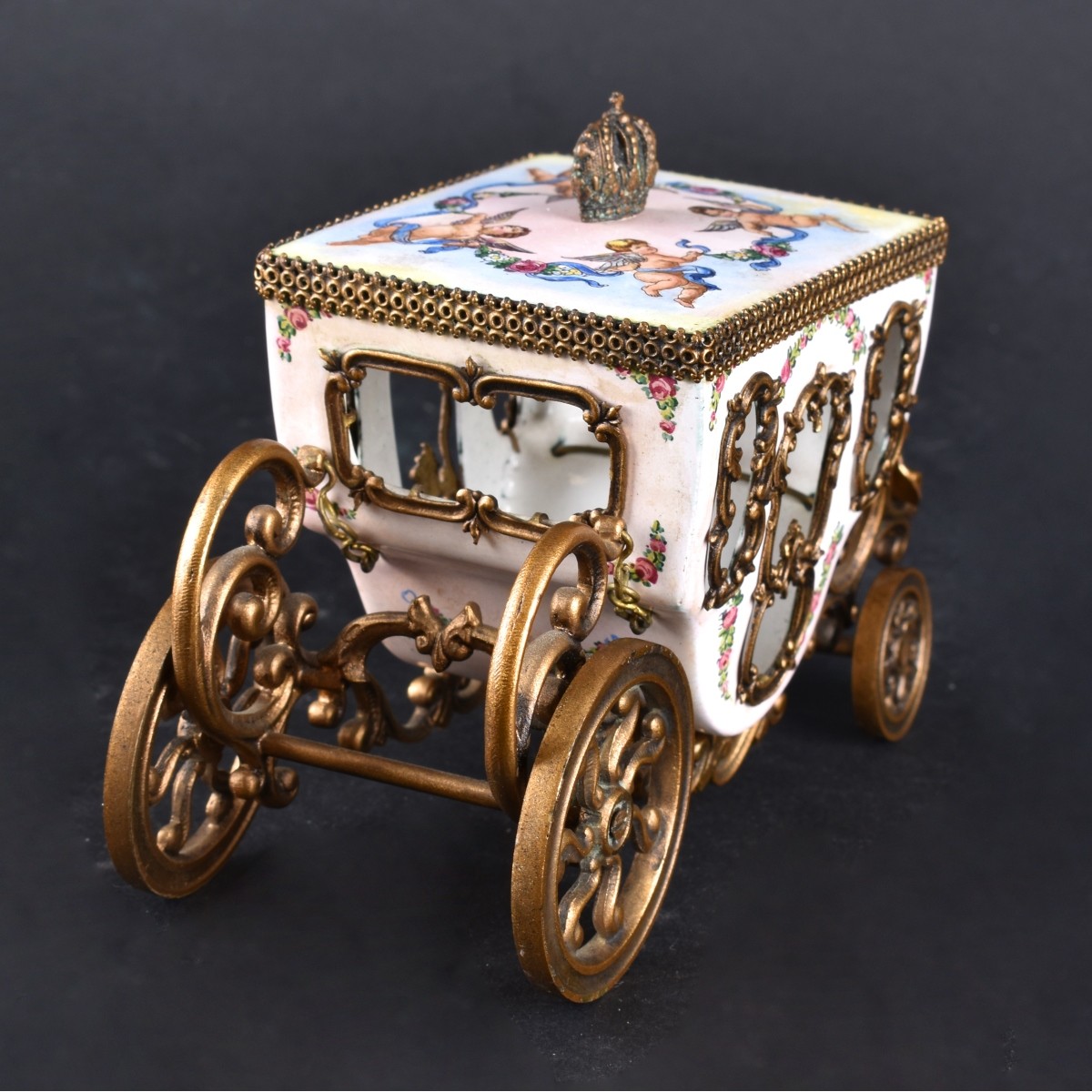 Miniature Enamel and Brass Carriage