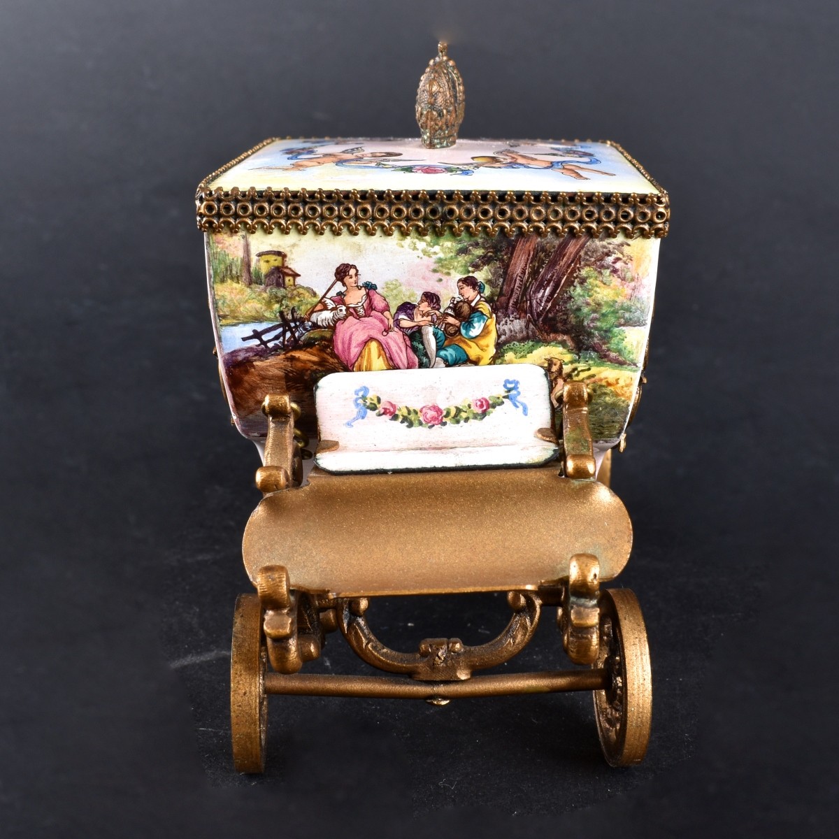 Miniature Enamel and Brass Carriage