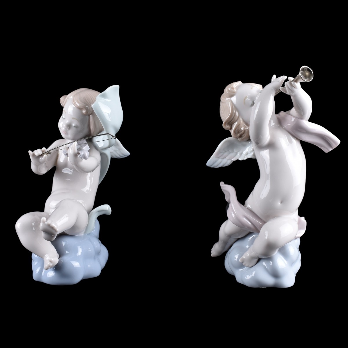 Two Lladro Musical Cherub Figurines