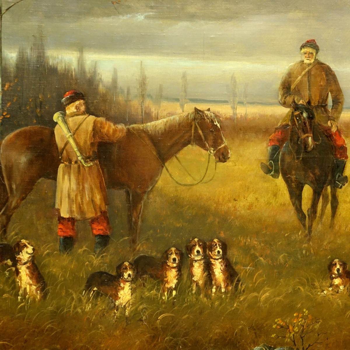 A. Kozlov, Russian (20C.) O/Board Hunting Scene