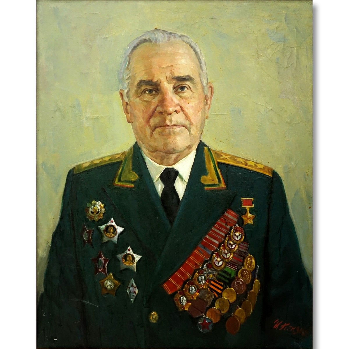 I. Penzov (20C) O/C Portrait Gen. Michailovich