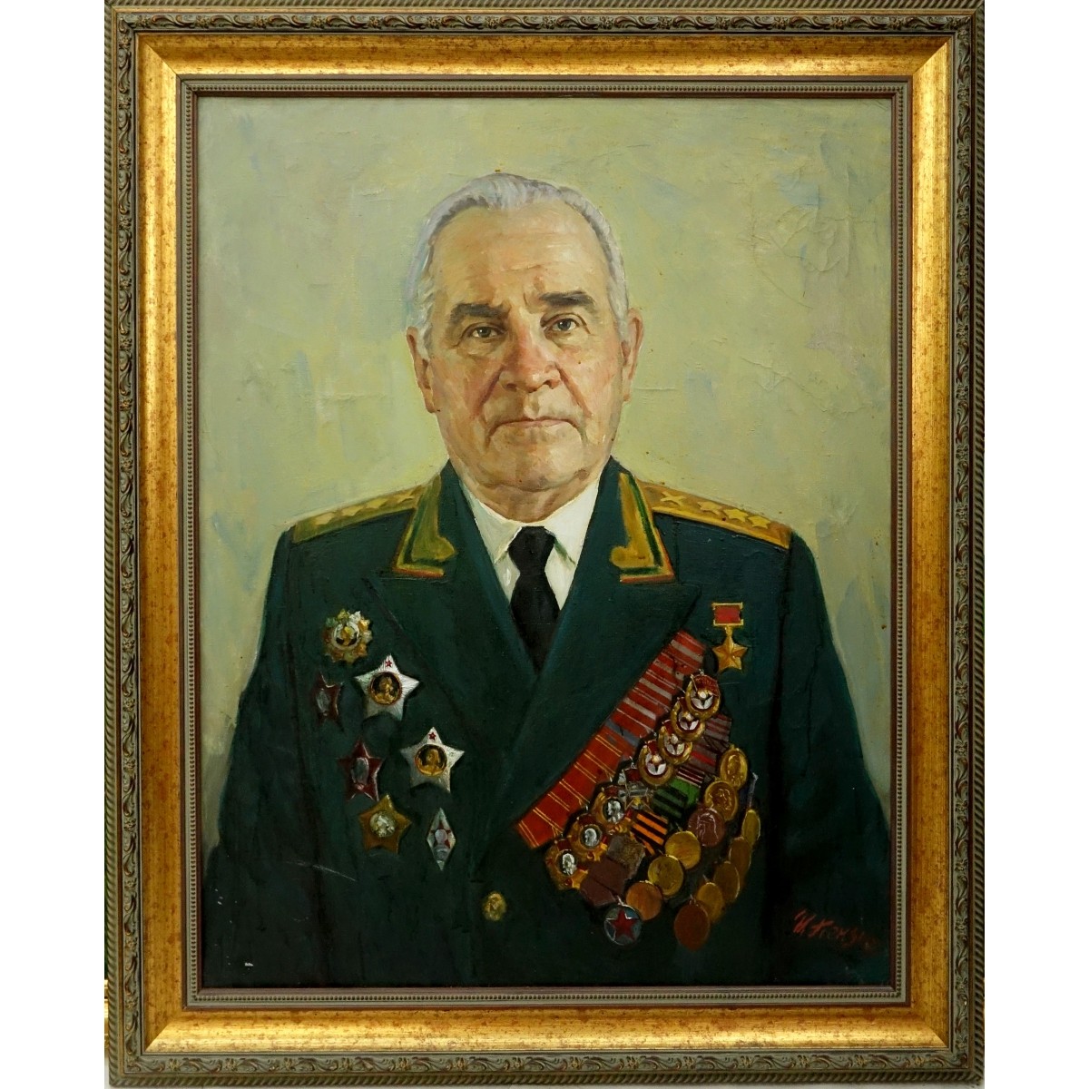 I. Penzov (20C) O/C Portrait Gen. Michailovich