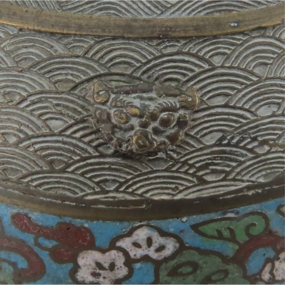 Antique Japanese Champlevé Enamel Bronze Vase