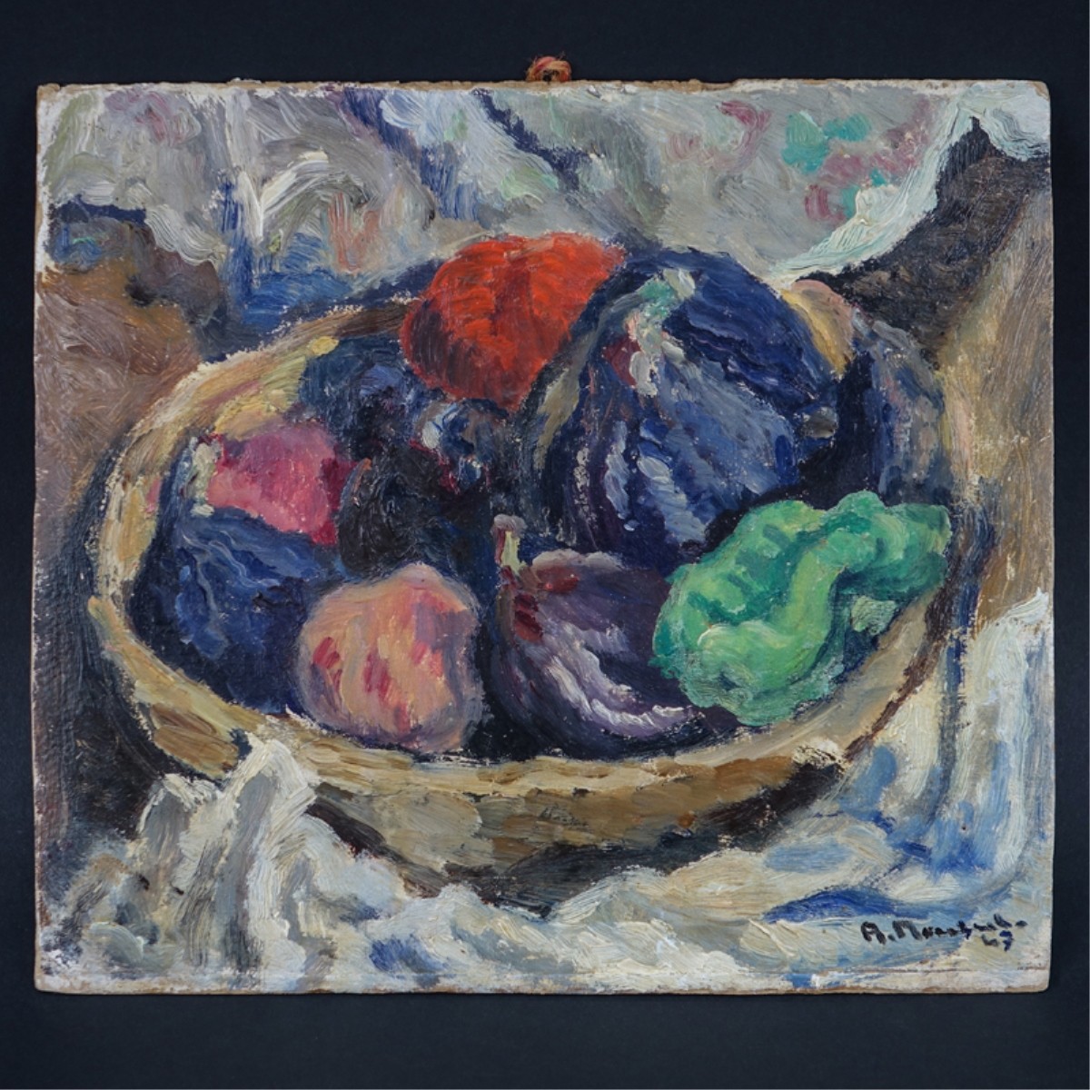 French School Oil On Card "Still Life"