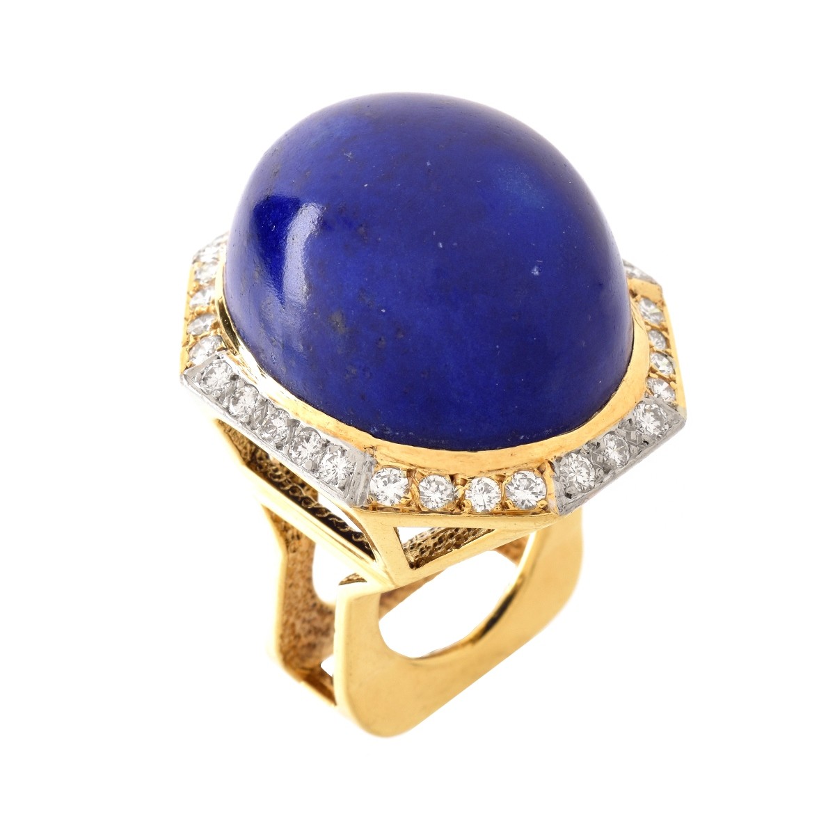 Vintage Lapis, Diamond and 18K Ring