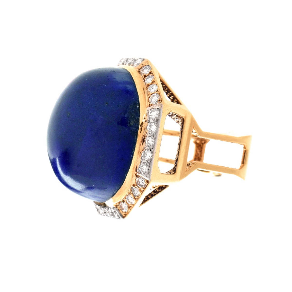 Vintage Lapis, Diamond and 18K Ring