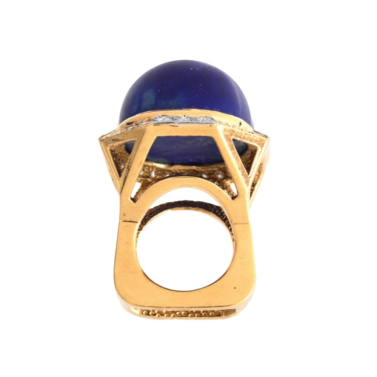 Vintage Lapis, Diamond and 18K Ring