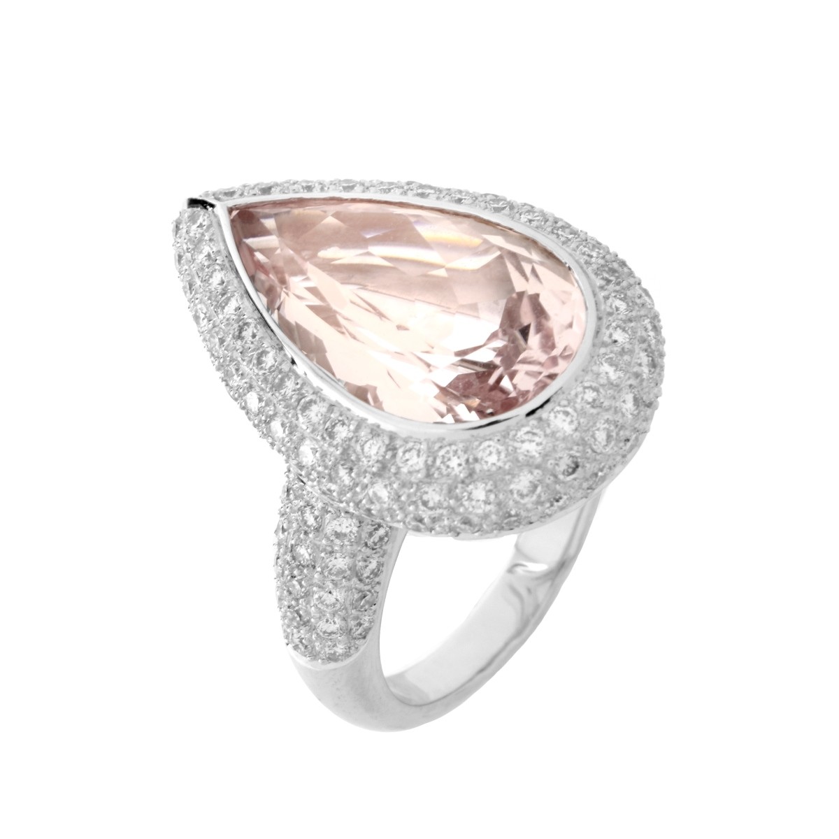 Kunzite, Diamond and 18K Ring