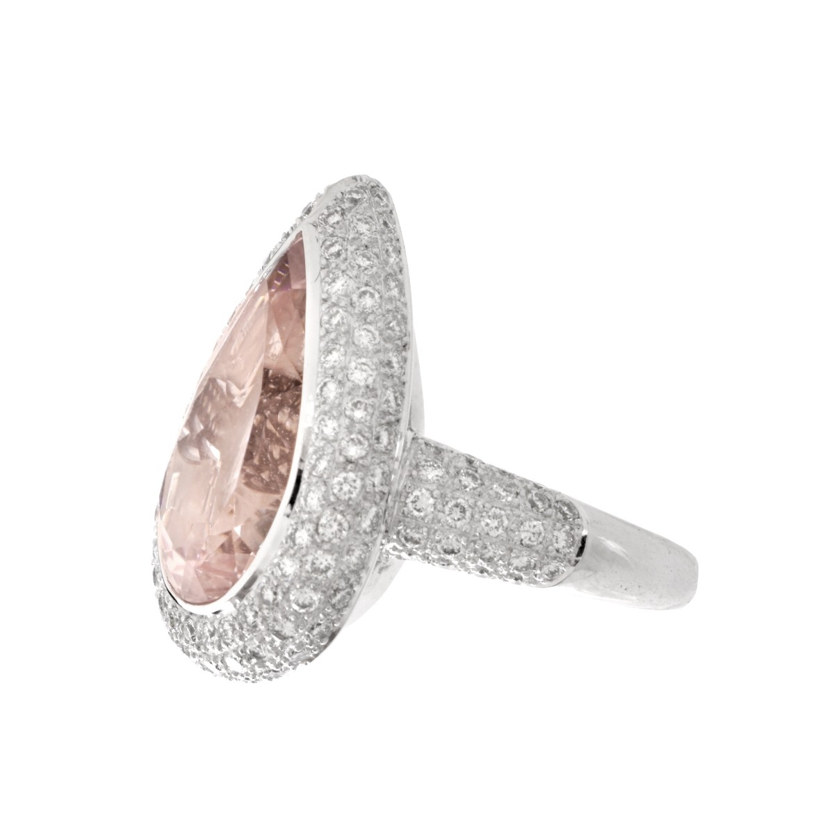 Kunzite, Diamond and 18K Ring