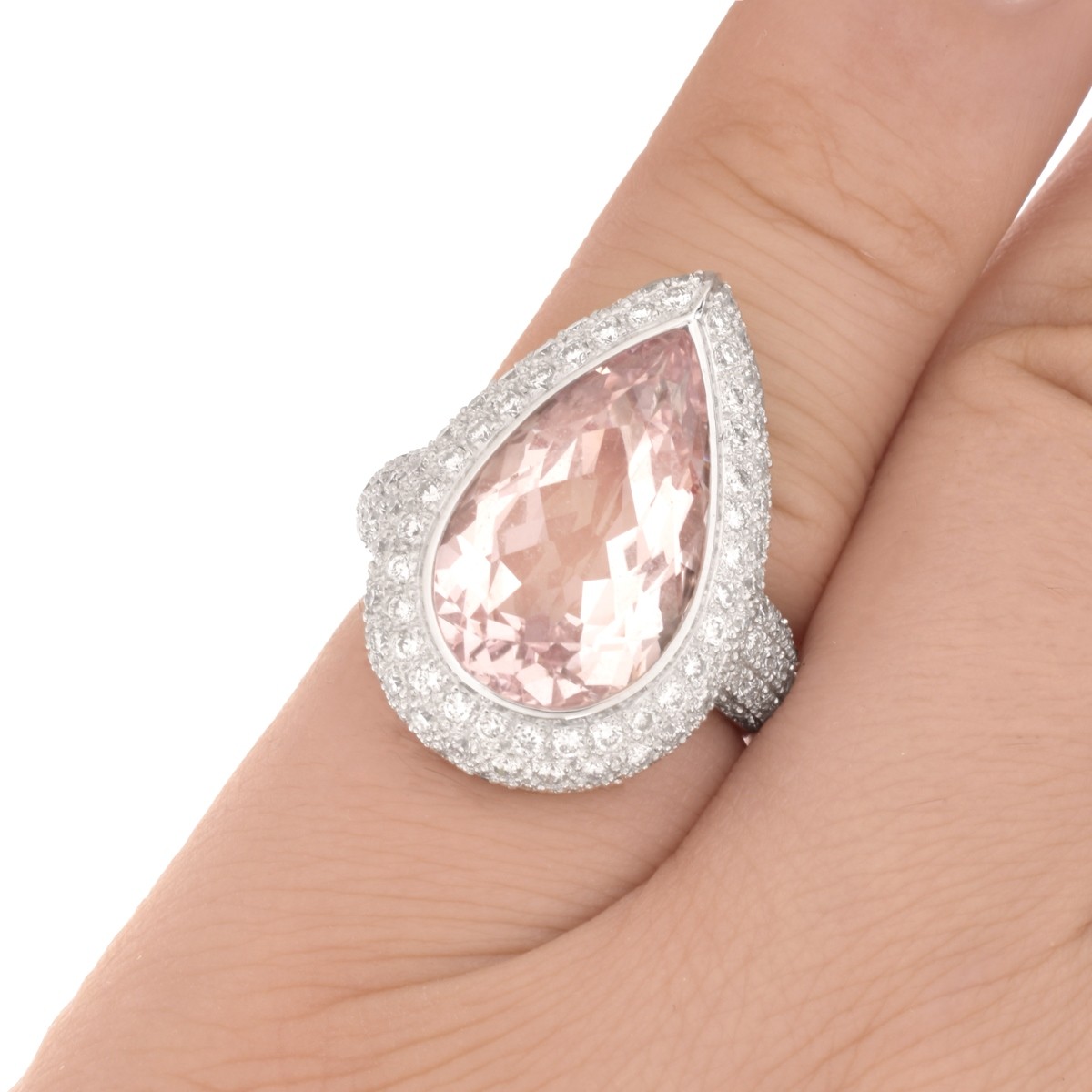 Kunzite, Diamond and 18K Ring