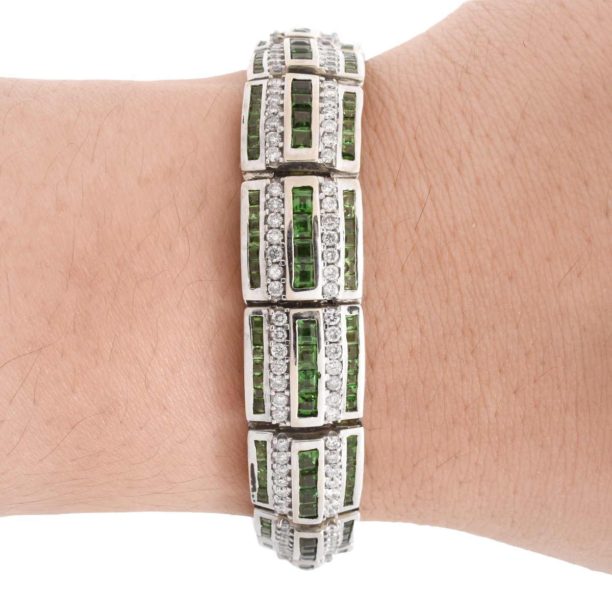 Tsavorite Garnet, Diamond and 14K Bracelet