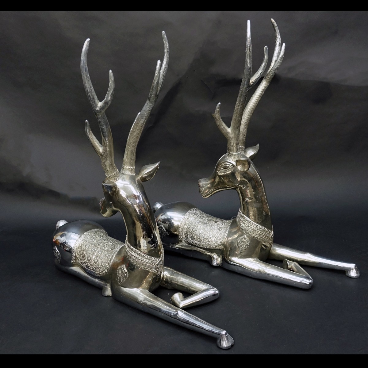 Pair of Large Deer Sculptures