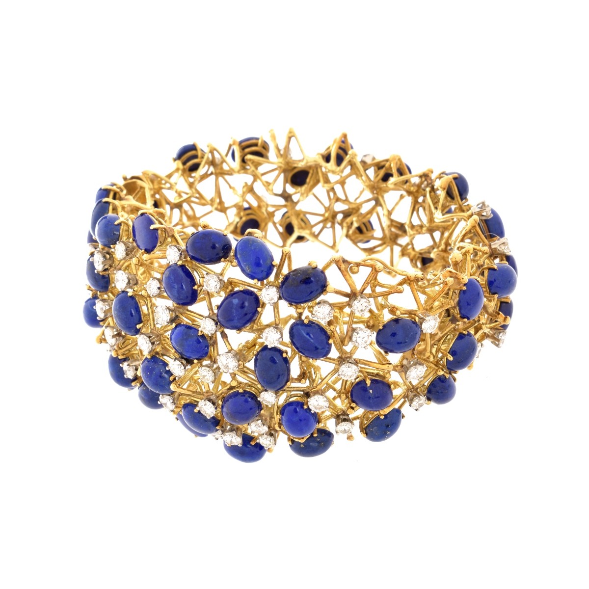 Vintage Diamond, Lapis and 18K Bracelet