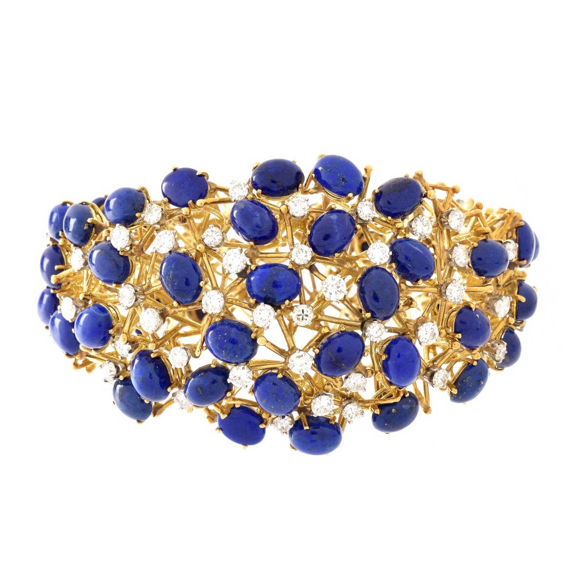 Vintage Diamond, Lapis and 18K Bracelet