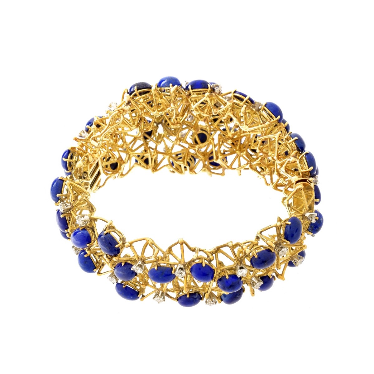 Vintage Diamond, Lapis and 18K Bracelet