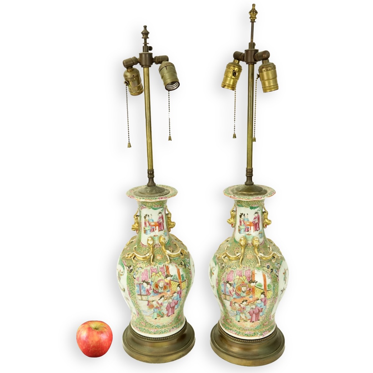 Chinese Rose Medallion Lamps