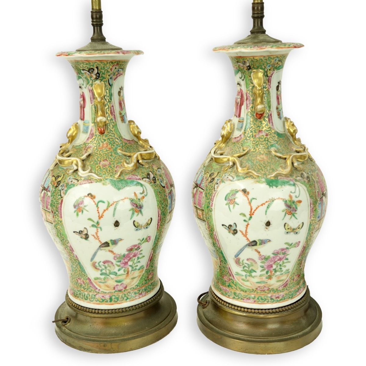 Chinese Rose Medallion Lamps