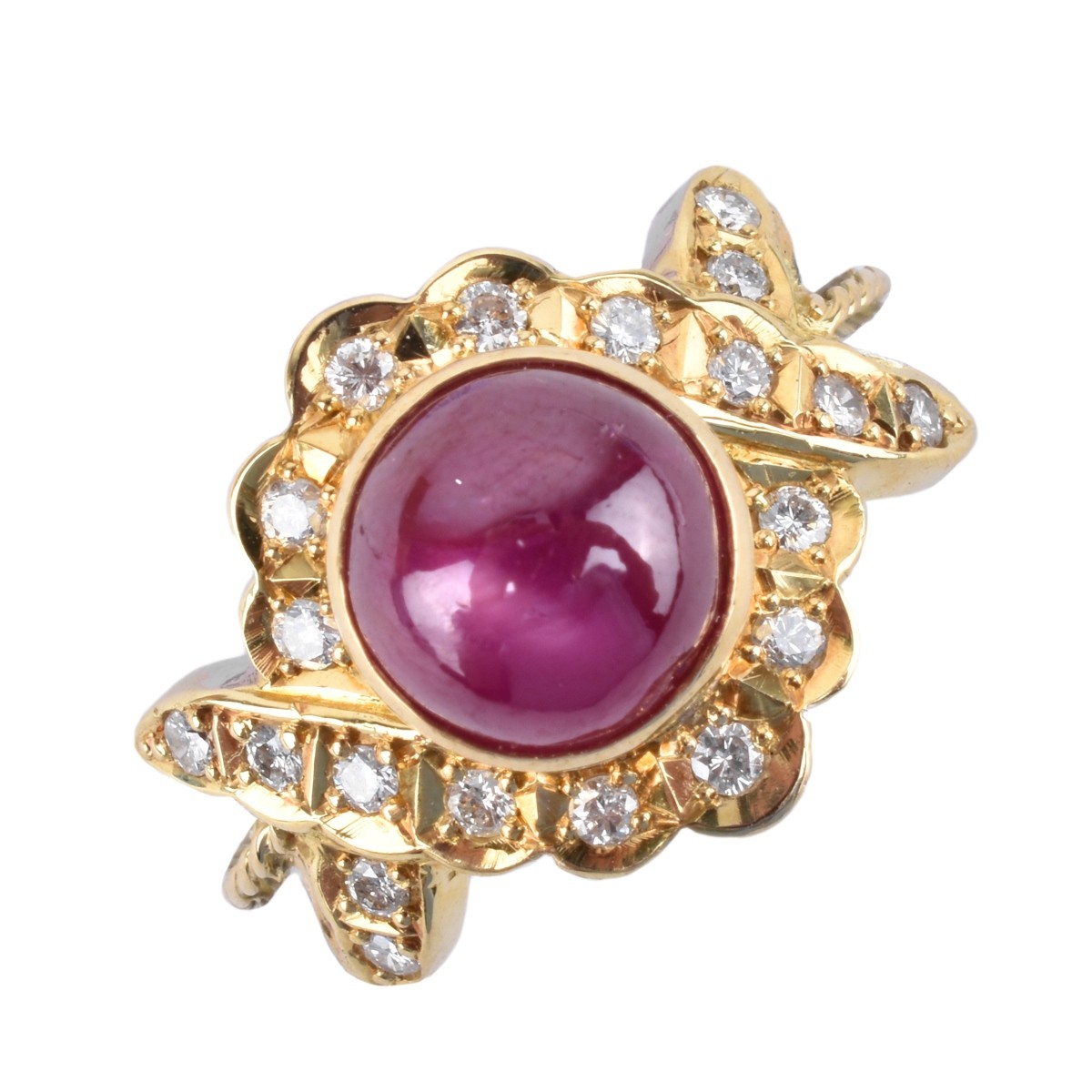 Ruby, Diamond, 18K and Platinum Ring