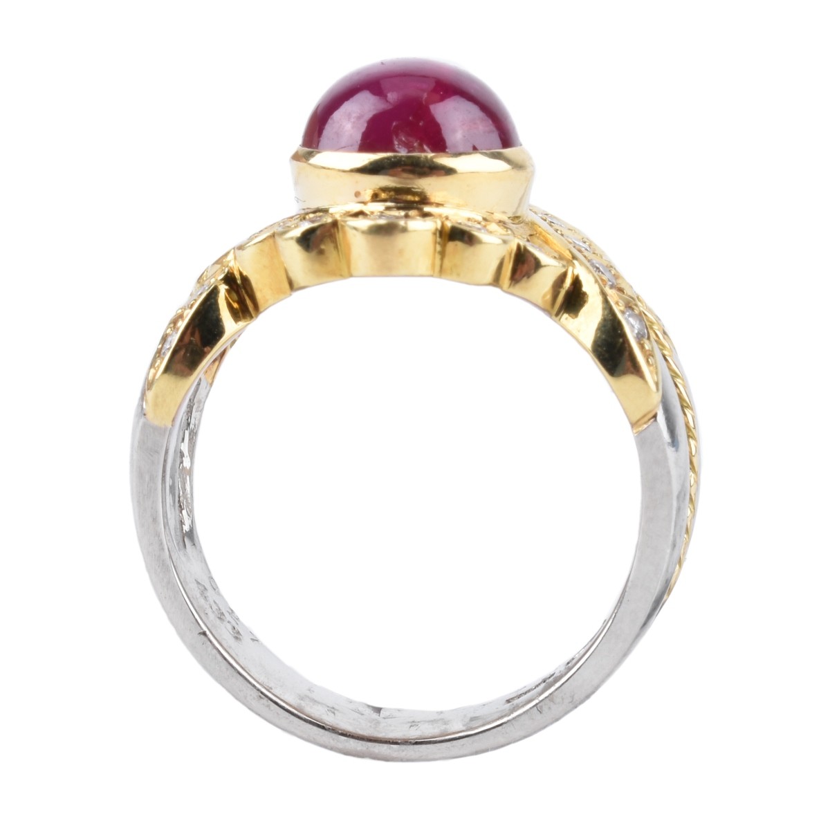 Ruby, Diamond, 18K and Platinum Ring