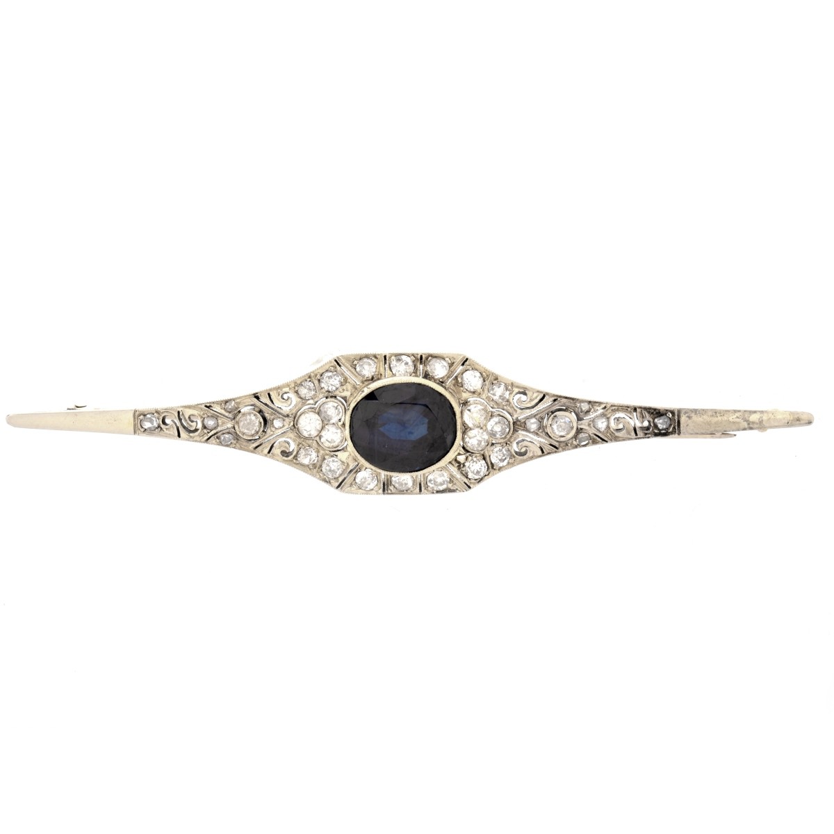 Victorian Sapphire and Diamond Brooch