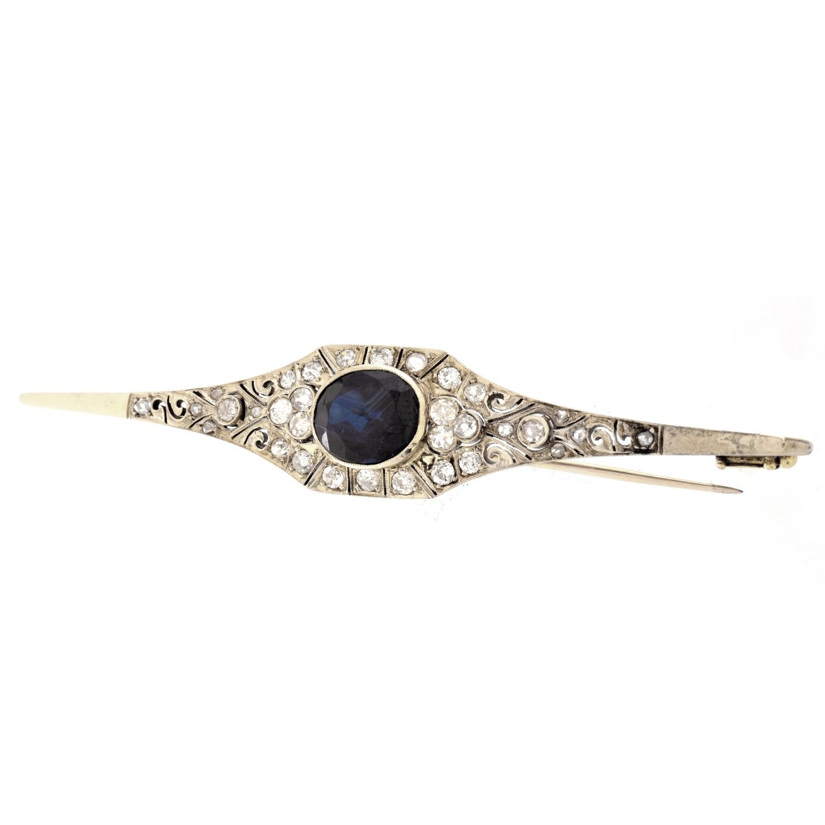 Victorian Sapphire and Diamond Brooch