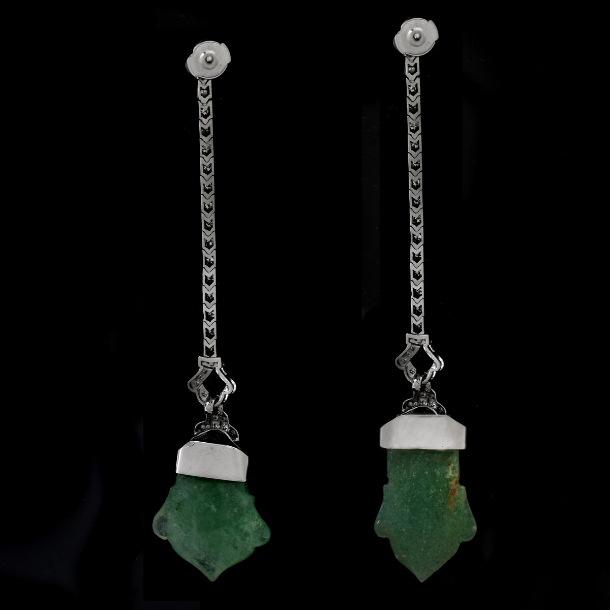 Art Deco Diamond and Jade Earrings