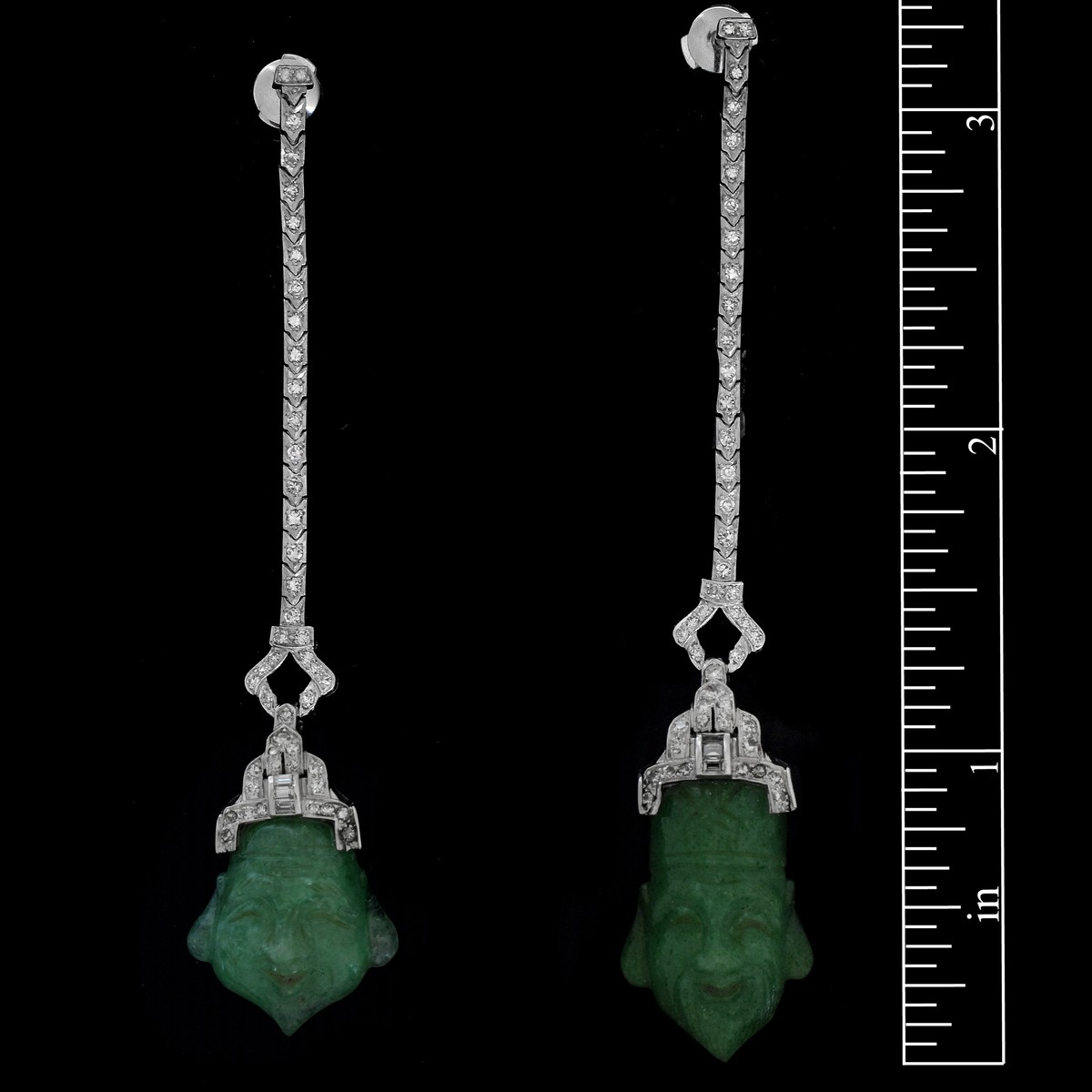 Art Deco Diamond and Jade Earrings