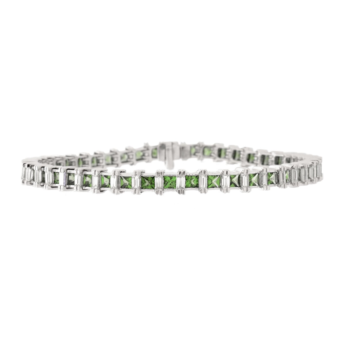 Diamond, Diopside and 18K Bracelet