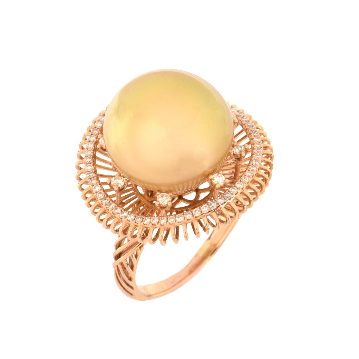 Pearl, Diamond and 18K Ring