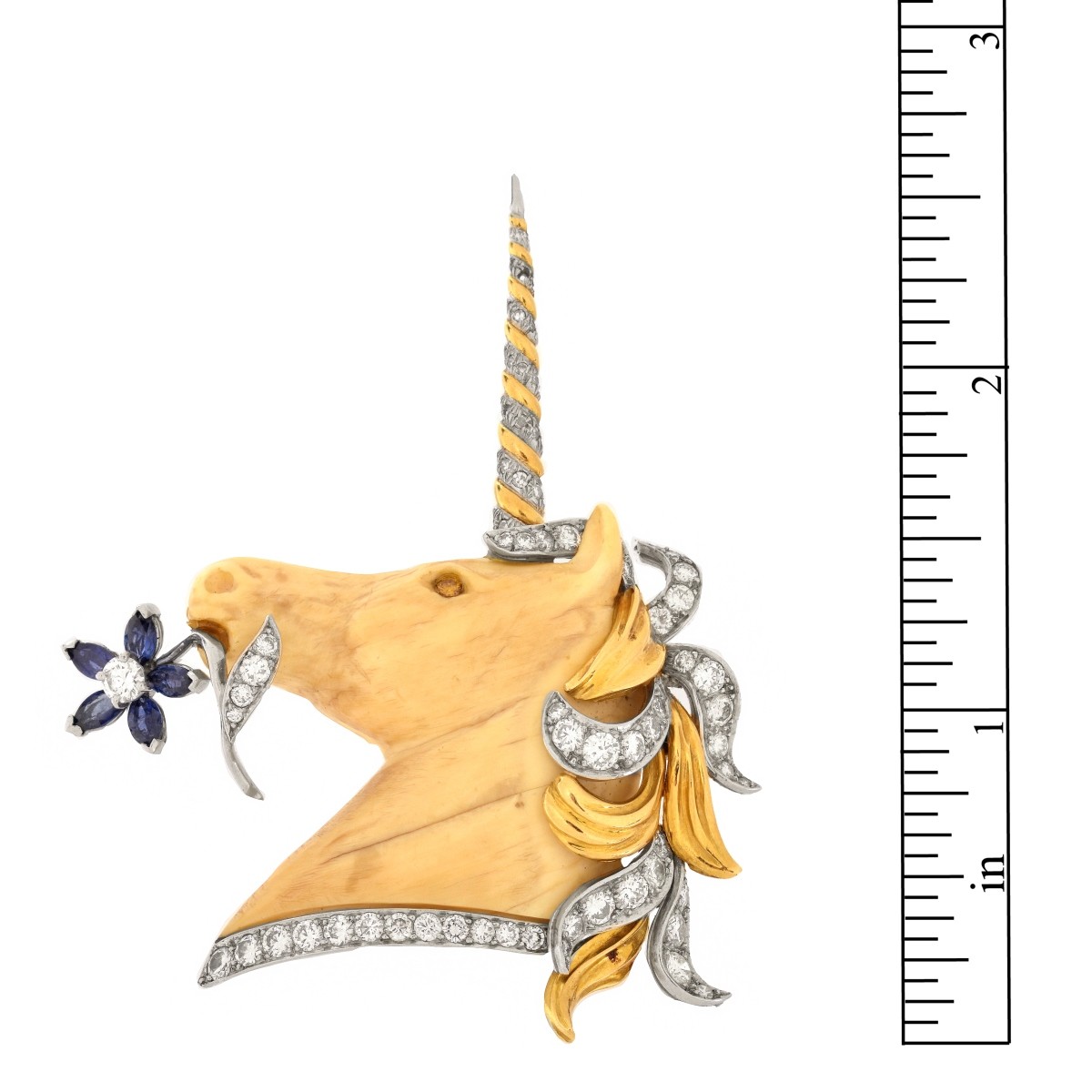 Gemstone and 18K Unicorn Brooch