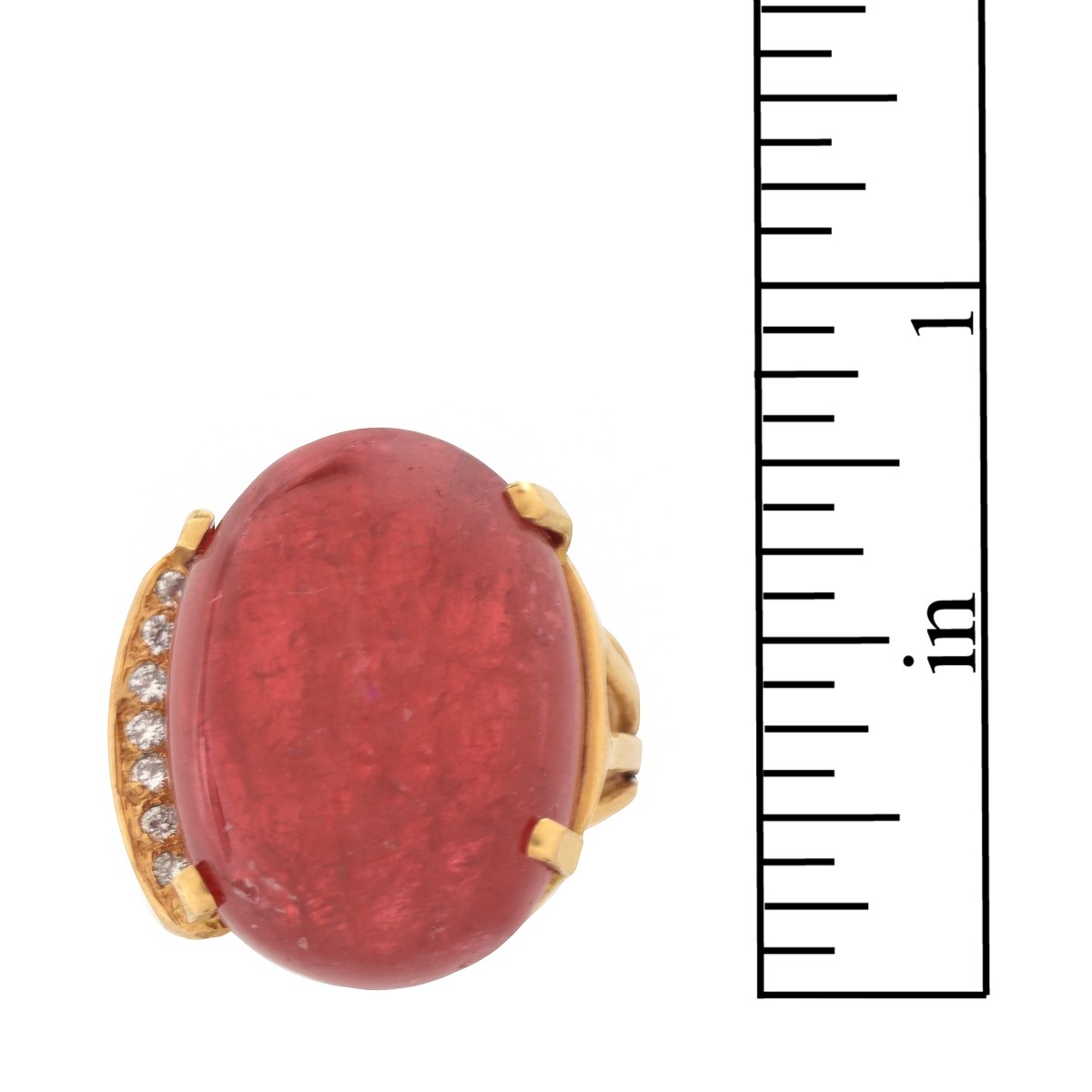 Rubelite, Diamond and 18K Ring