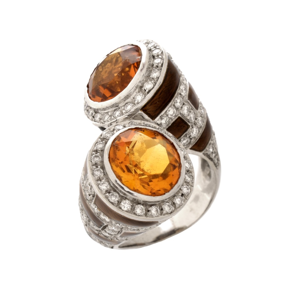 Vintage Citrine, Diamond and 18K Ring