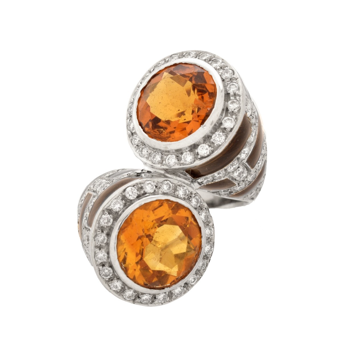 Vintage Citrine, Diamond and 18K Ring