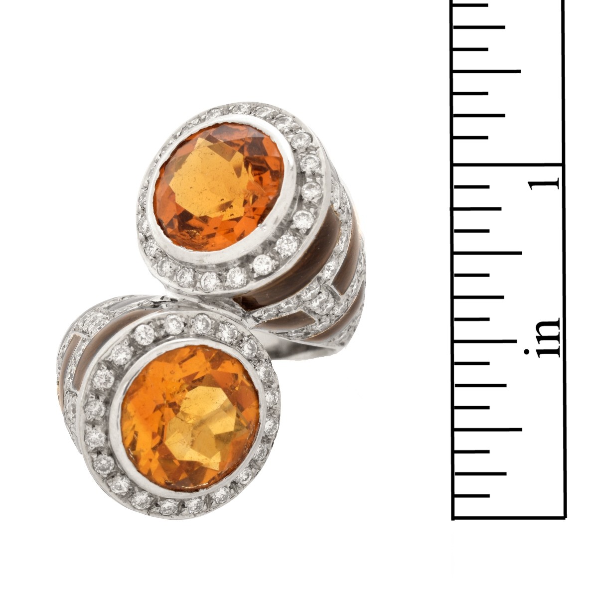 Vintage Citrine, Diamond and 18K Ring