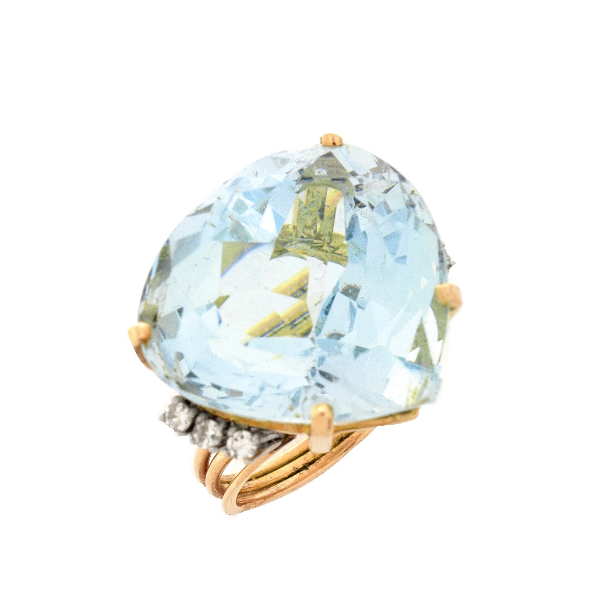 Aquamarine, Diamond, 18K, Platinum Ring