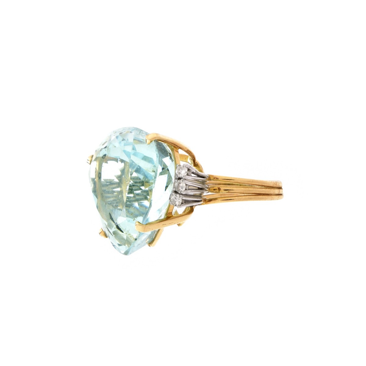 Aquamarine, Diamond, 18K, Platinum Ring