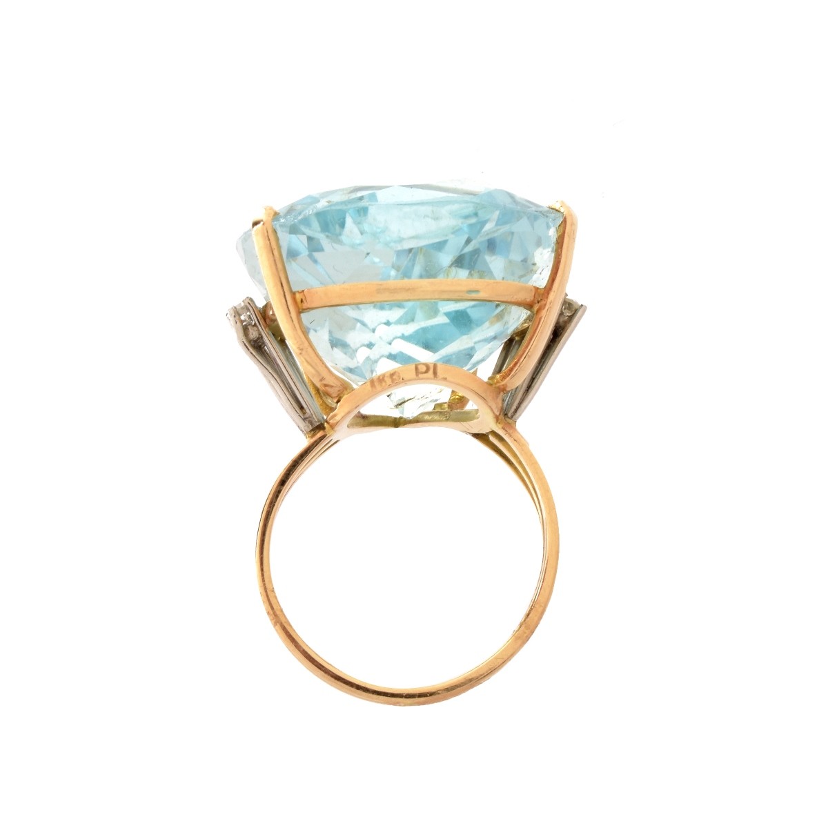 Aquamarine, Diamond, 18K, Platinum Ring