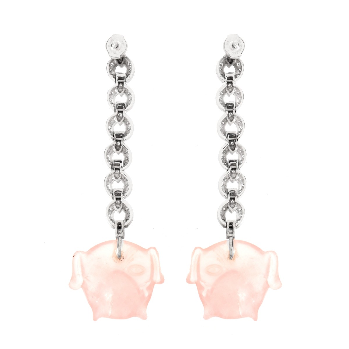 Diamond, Rose Quartz and 14K Earrings