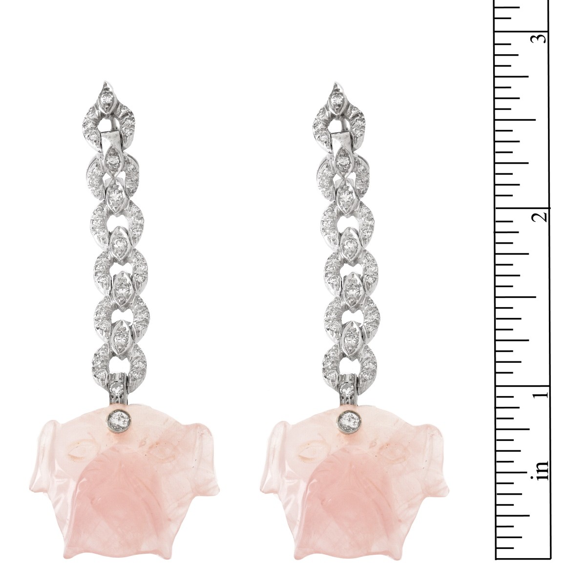 Diamond, Rose Quartz and 14K Earrings