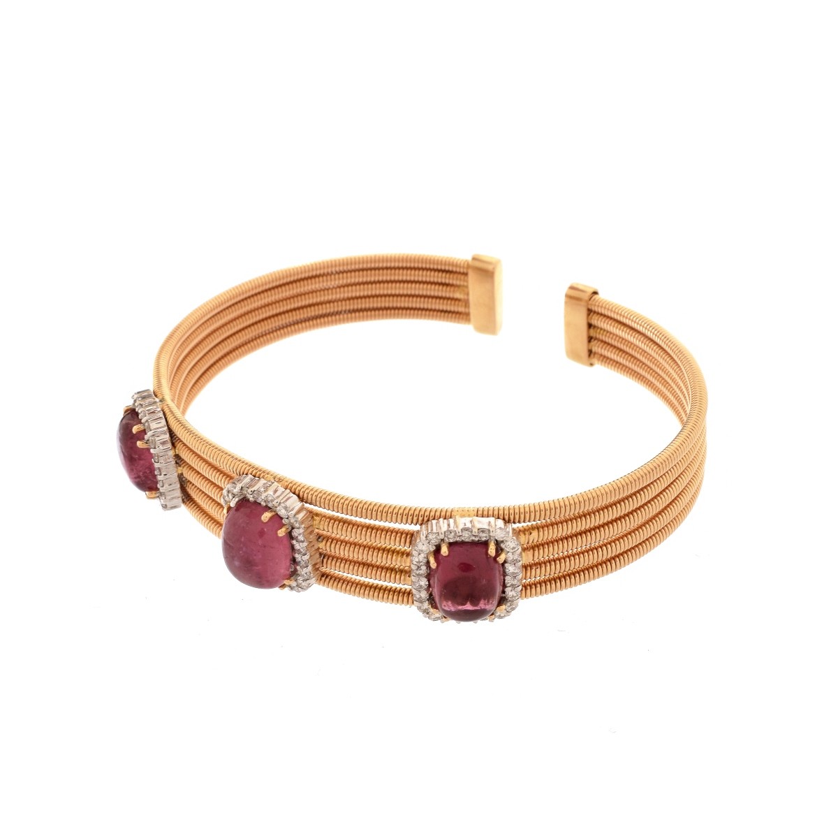 Tourmaline, Diamond and 18K Bangle