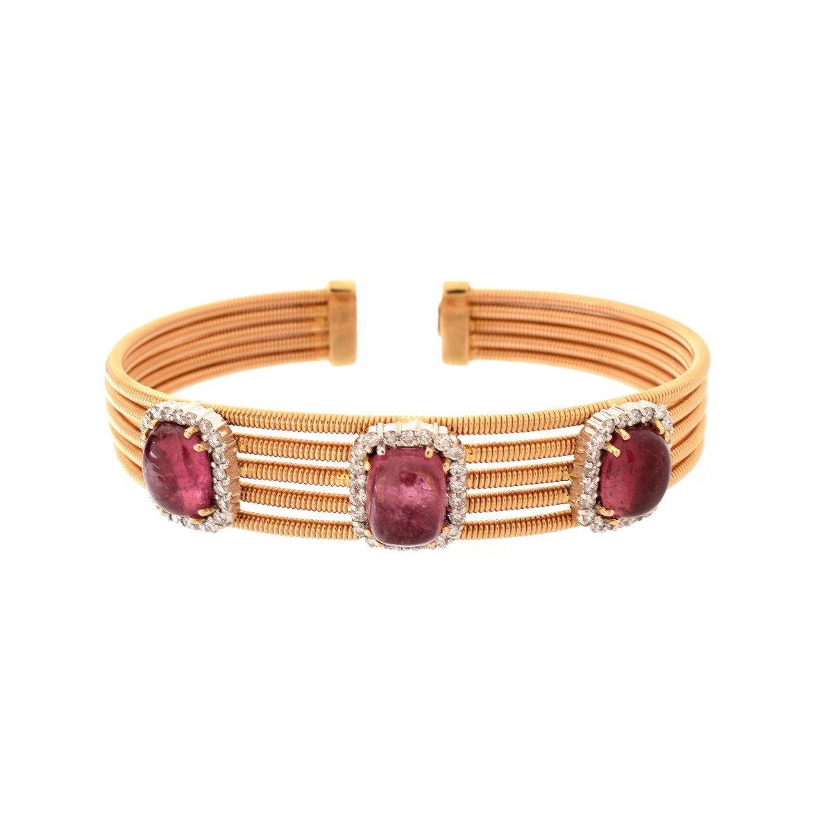 Tourmaline, Diamond and 18K Bangle