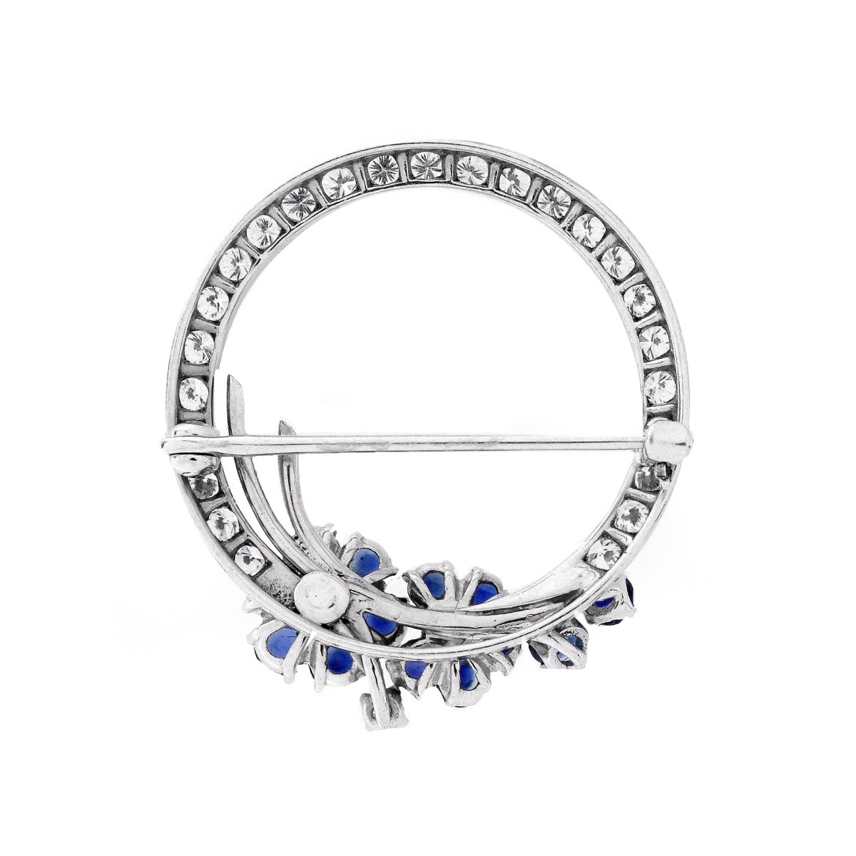 Diamond, Sapphire and 18K Brooch