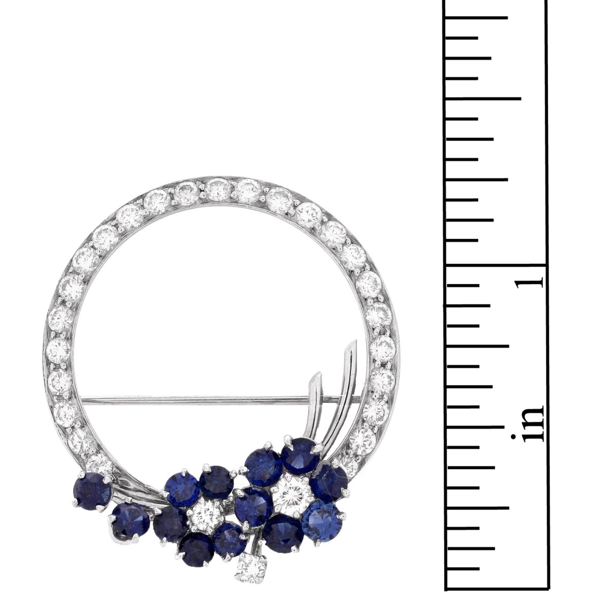 Diamond, Sapphire and 18K Brooch