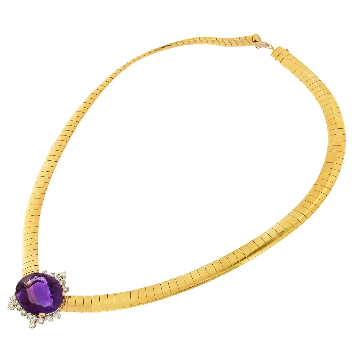 Amethyst, Diamond and 14K Necklace