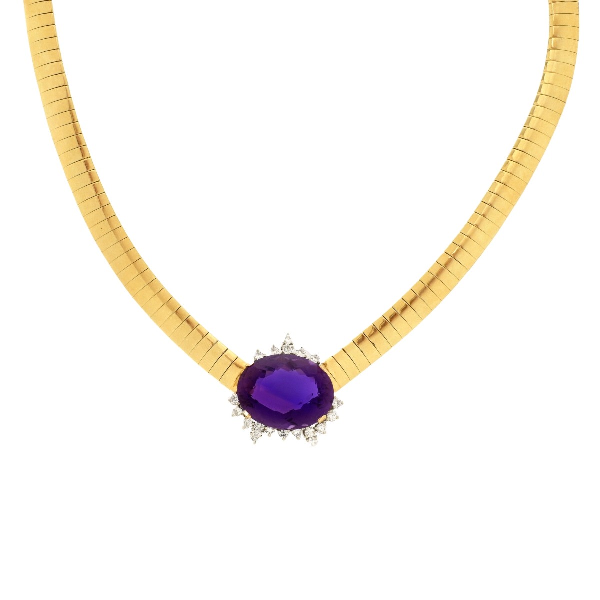 Amethyst, Diamond and 14K Necklace