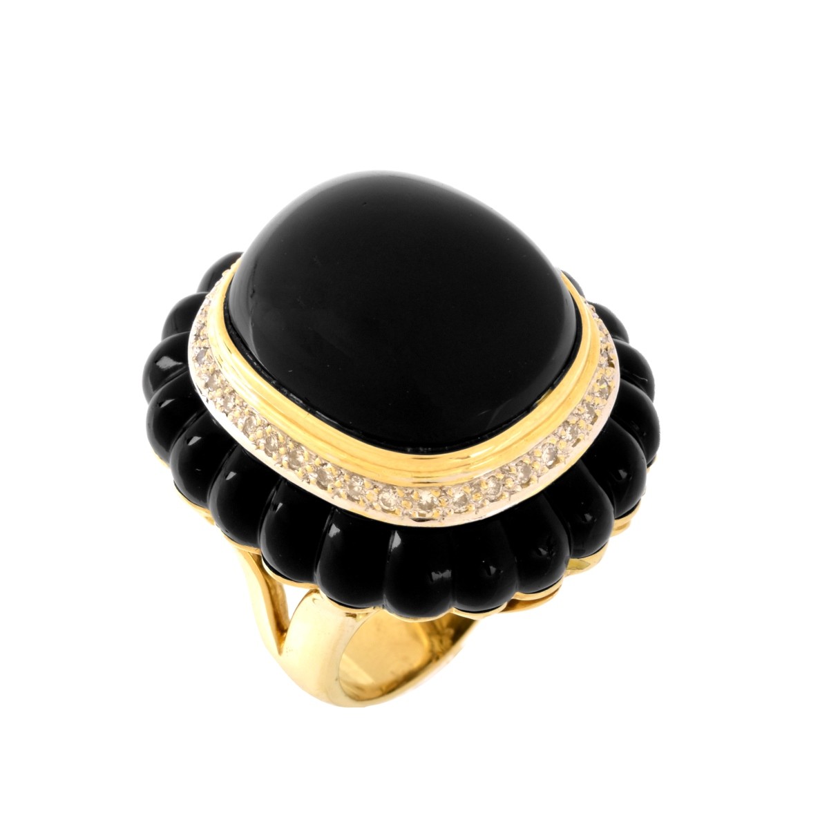 Diamond, Onyx and 18K Ring