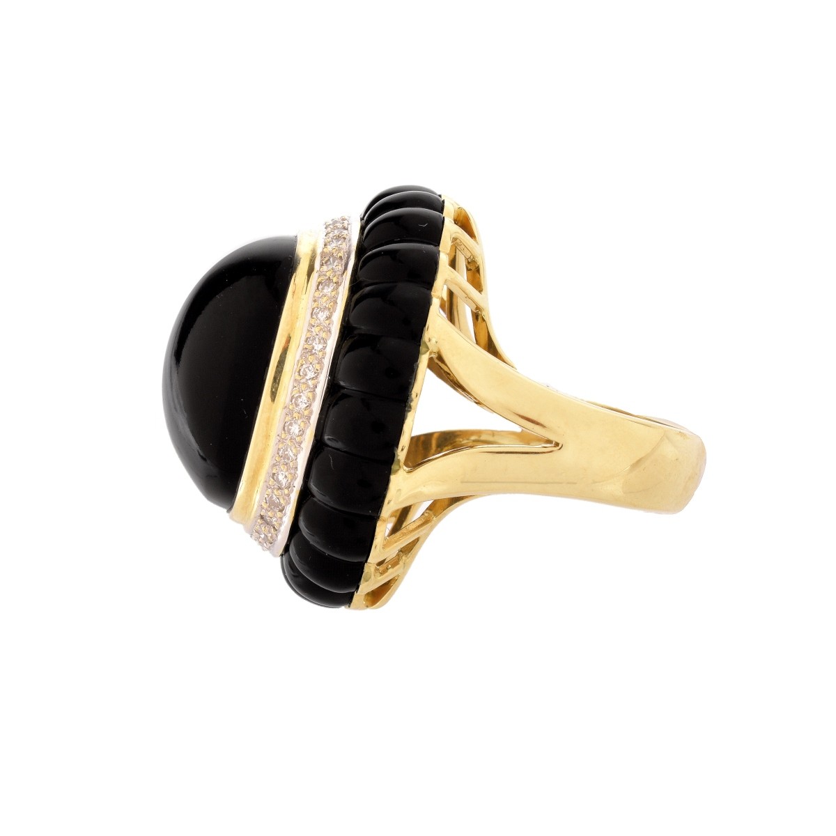 Diamond, Onyx and 18K Ring