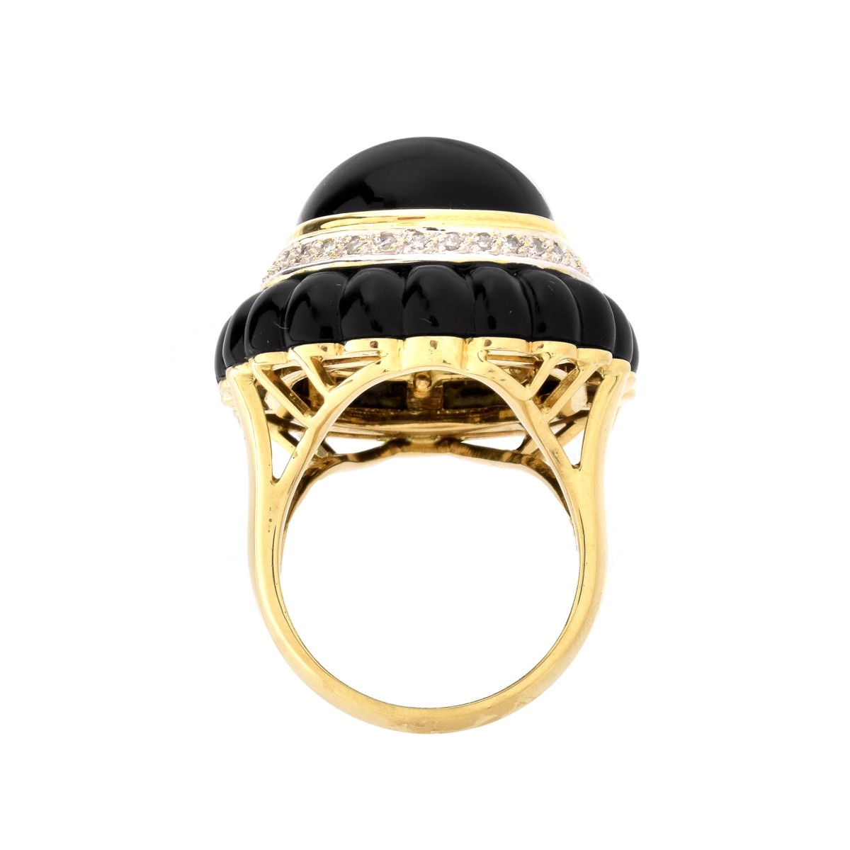 Diamond, Onyx and 18K Ring