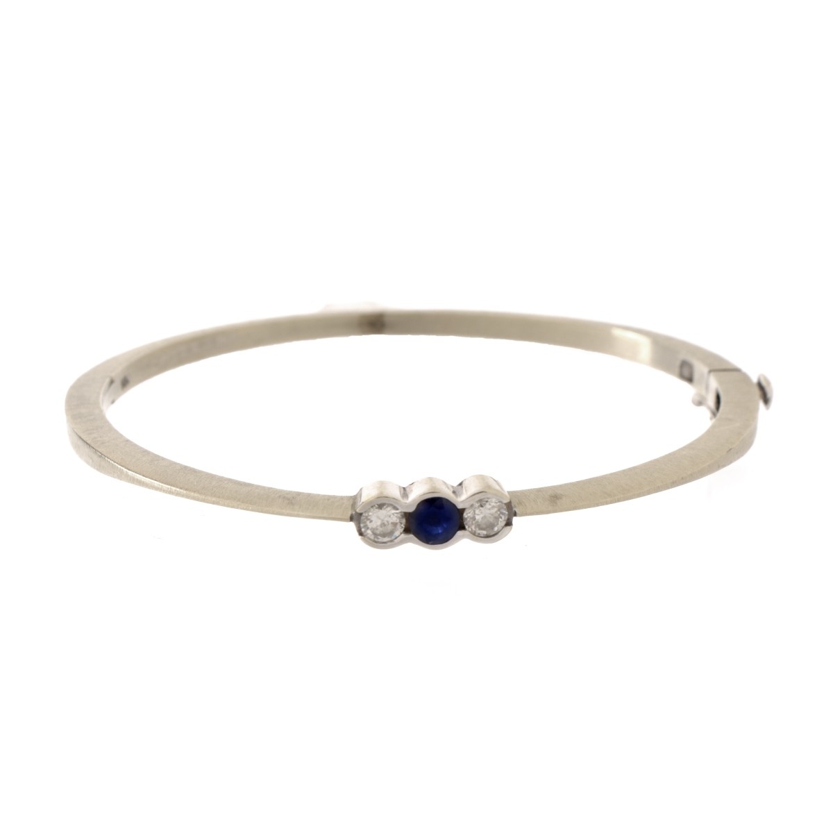 Vintage Diamond, Sapphire and 14K Bangle